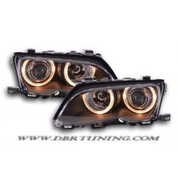Fari Angel Eyes BMW 3 4porte E46 01-04 neri