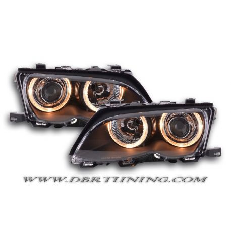 Fari Angel Eyes BMW 3 4porte E46 01-05 neri
