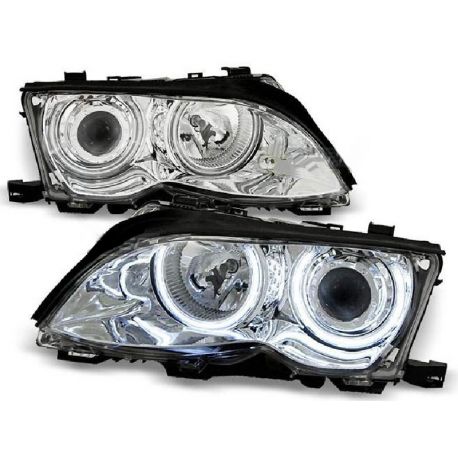 Fari Angel Eyes CCFL BMW 3 4porte E46 01-05 cromo
