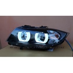 Fari Angel Eyes Led TFL BMW 3 E90-91 05-11 neri