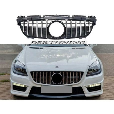 Grille Mercedes SLK look GTR 11-15 black chrome