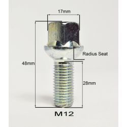 Bullone BIMEC S17A28 M12X1,50 L28 CH17 SFERICO