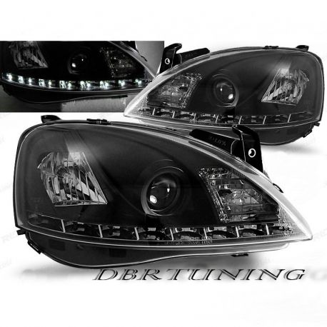 Headlight Daylight Led Opel Corsa C 00-06 black