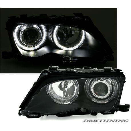 Fari Angel Eyes LED BMW 3 4porte E46 01-05 neri