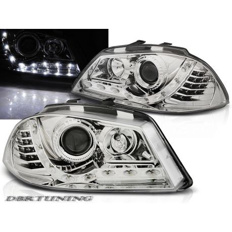 Coppia fari Daylight LED IBIZA 6L 02-08 cromo