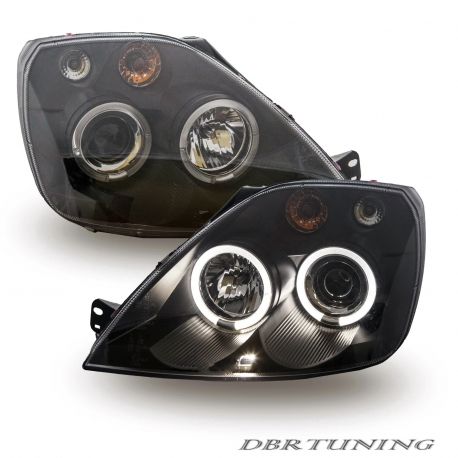 Angel Eyes headlights Ford Fiesta MK6 02-08 Black