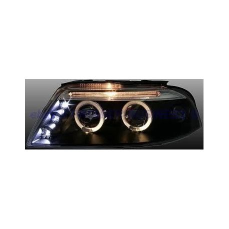 Gruppi ottici Angel Eyes LED Passat 3BG 00-05 neri