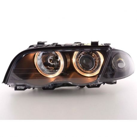 Coppia fari Angel Eyes BMW 3 4porte E46 98-01 nero
