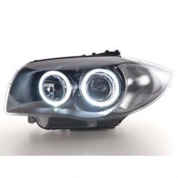 Faros delanteros Angel Led Bmw 1 E81 E87 04-11 negro